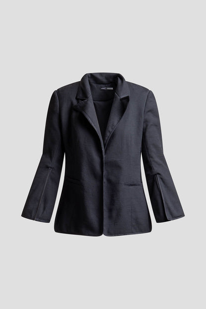 Natori Stretch Basketweave Cotton Slit Cuffed Jacket
