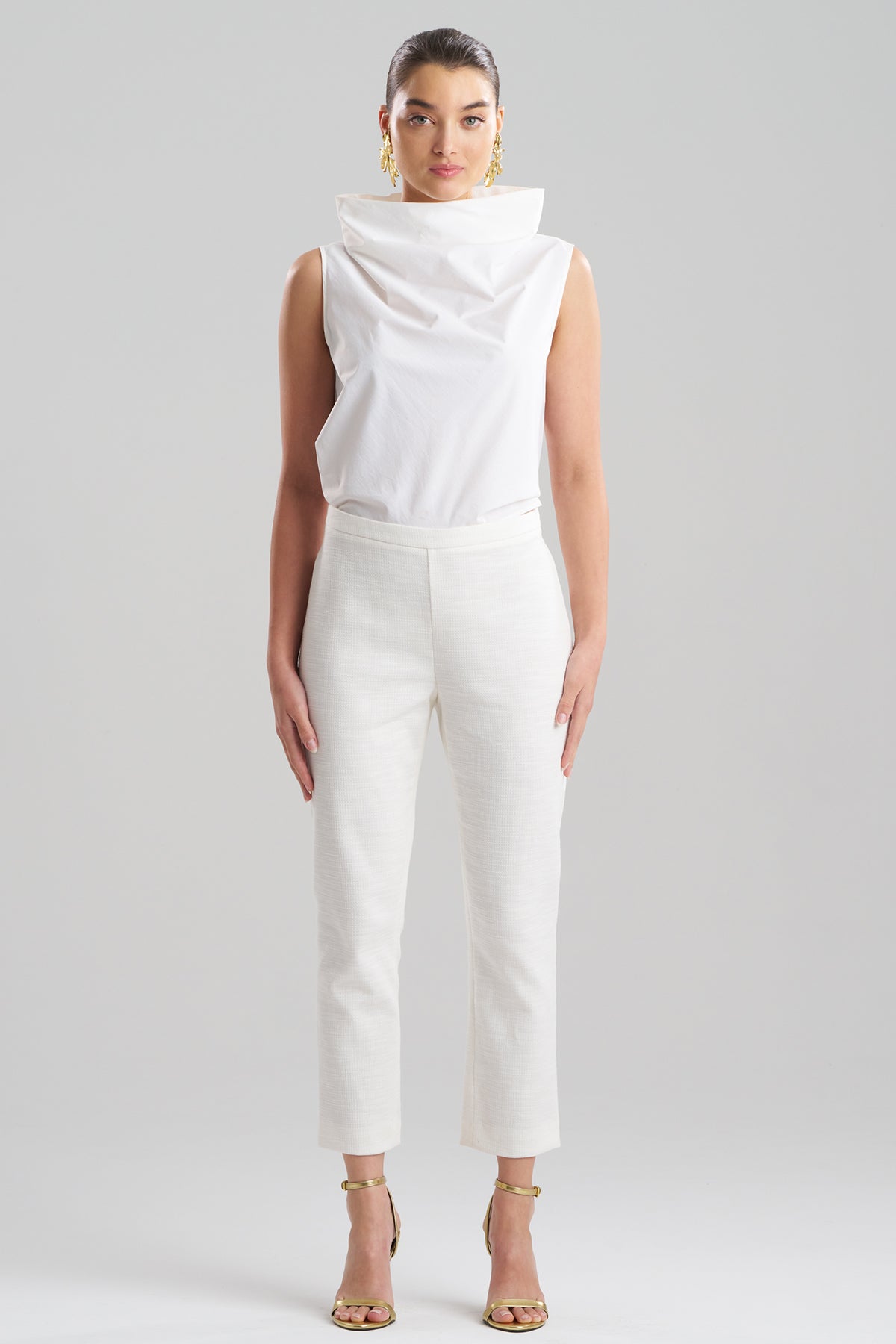 Natori Stretch Basketweave Cotton Capri Pants