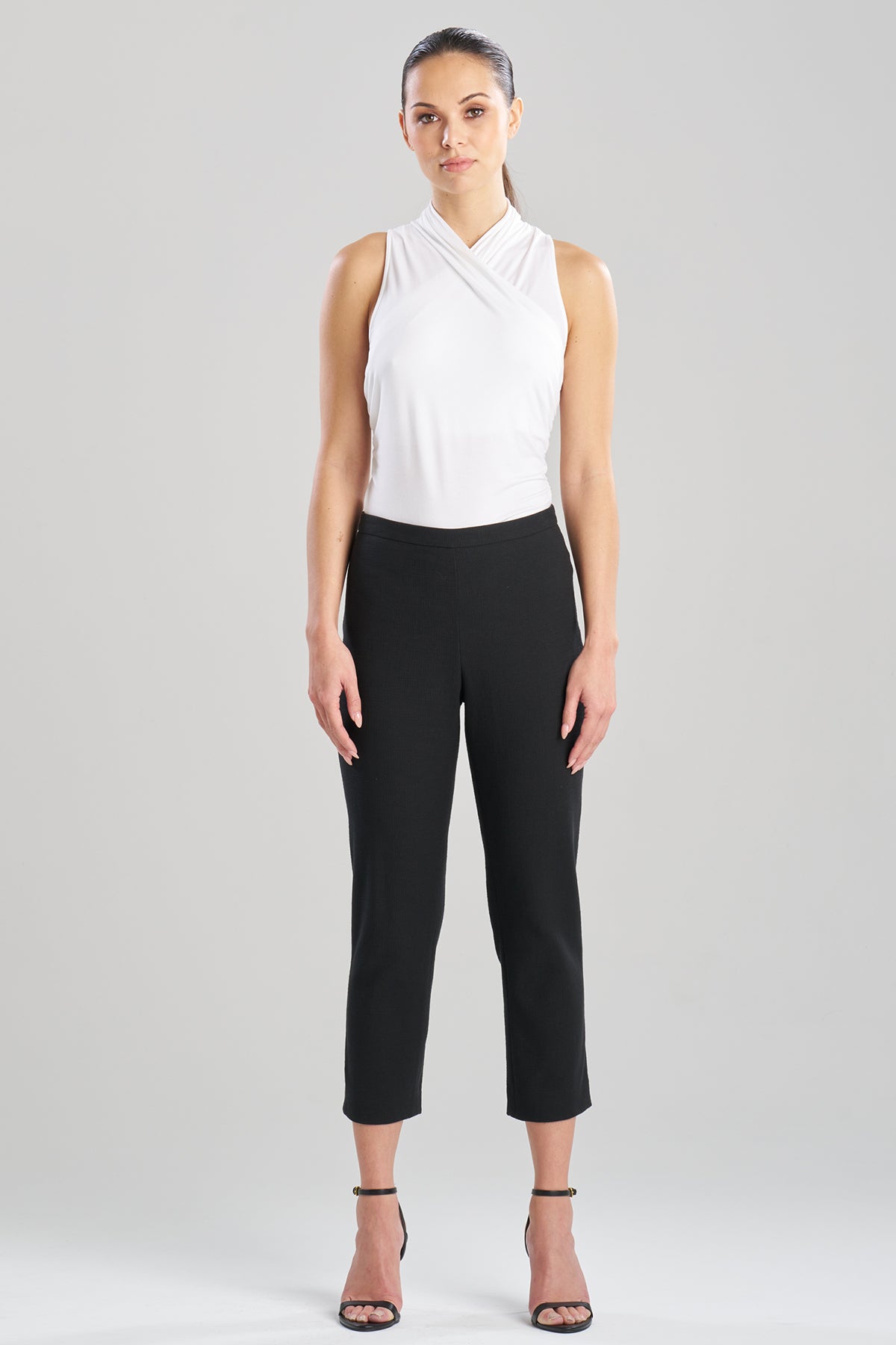 Natori Stretch Basketweave Cotton Capri Pants