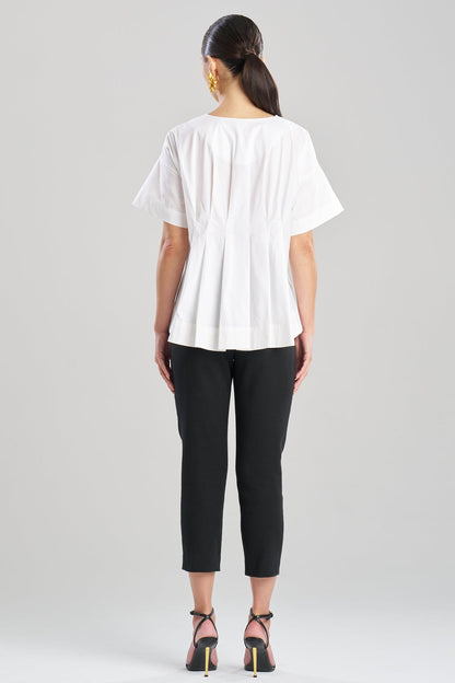 Natori Cotton Poplin Pleated Back Cocoon Shirt