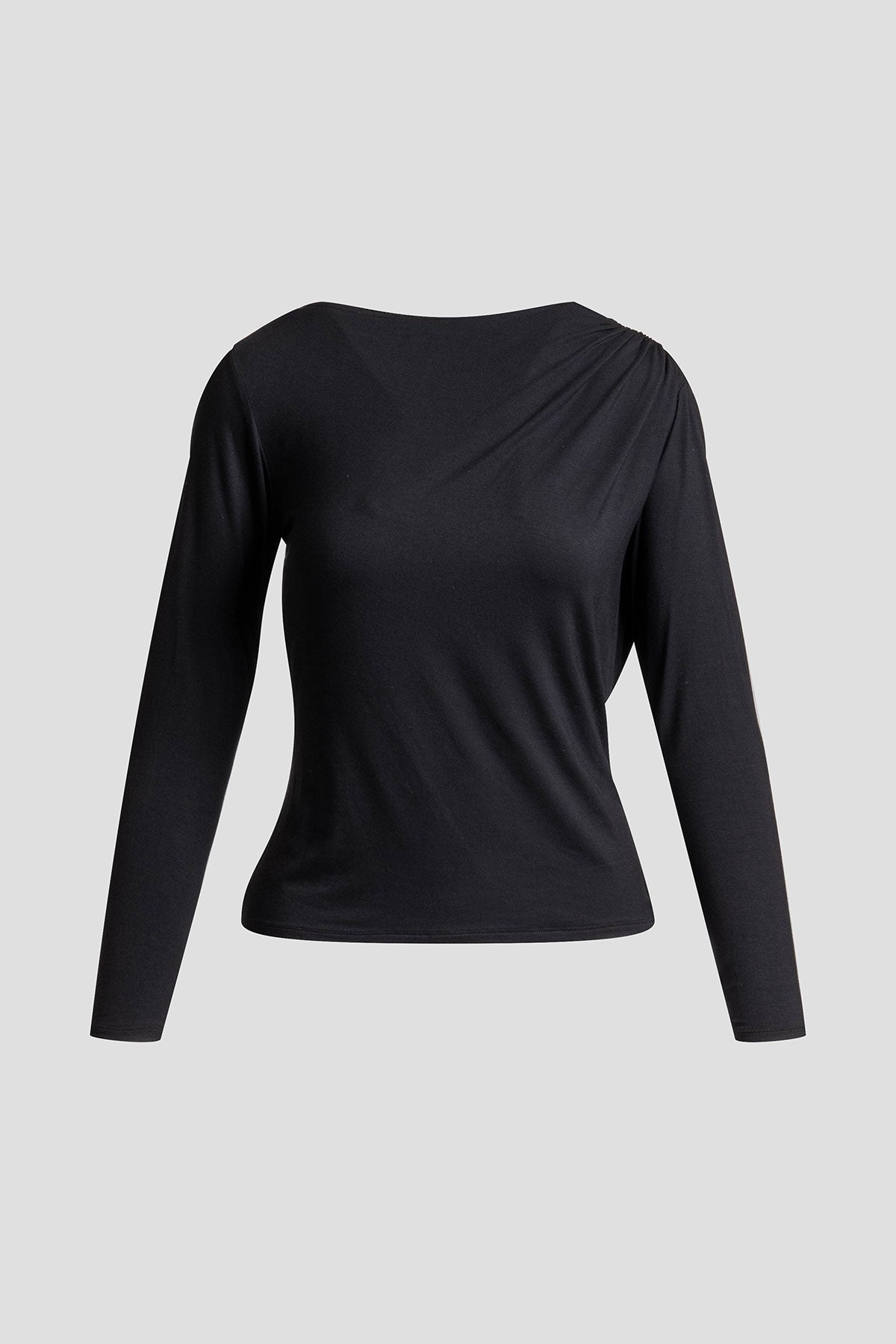 Natori Feather Lightweight Knit Rouched Long Sleeve Top