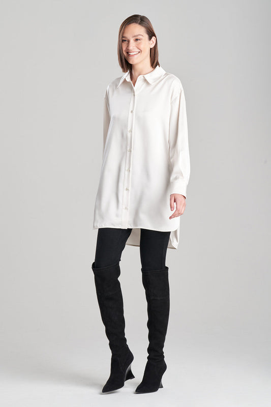 Natori Buy Luxe Charmeuse Shirt in Warm White Online
