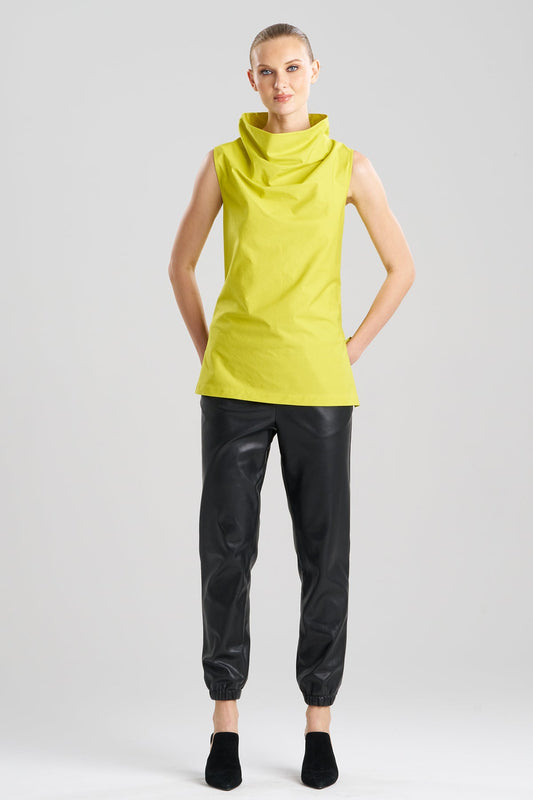 Natori Cotton Poplin Funnel Neck Top