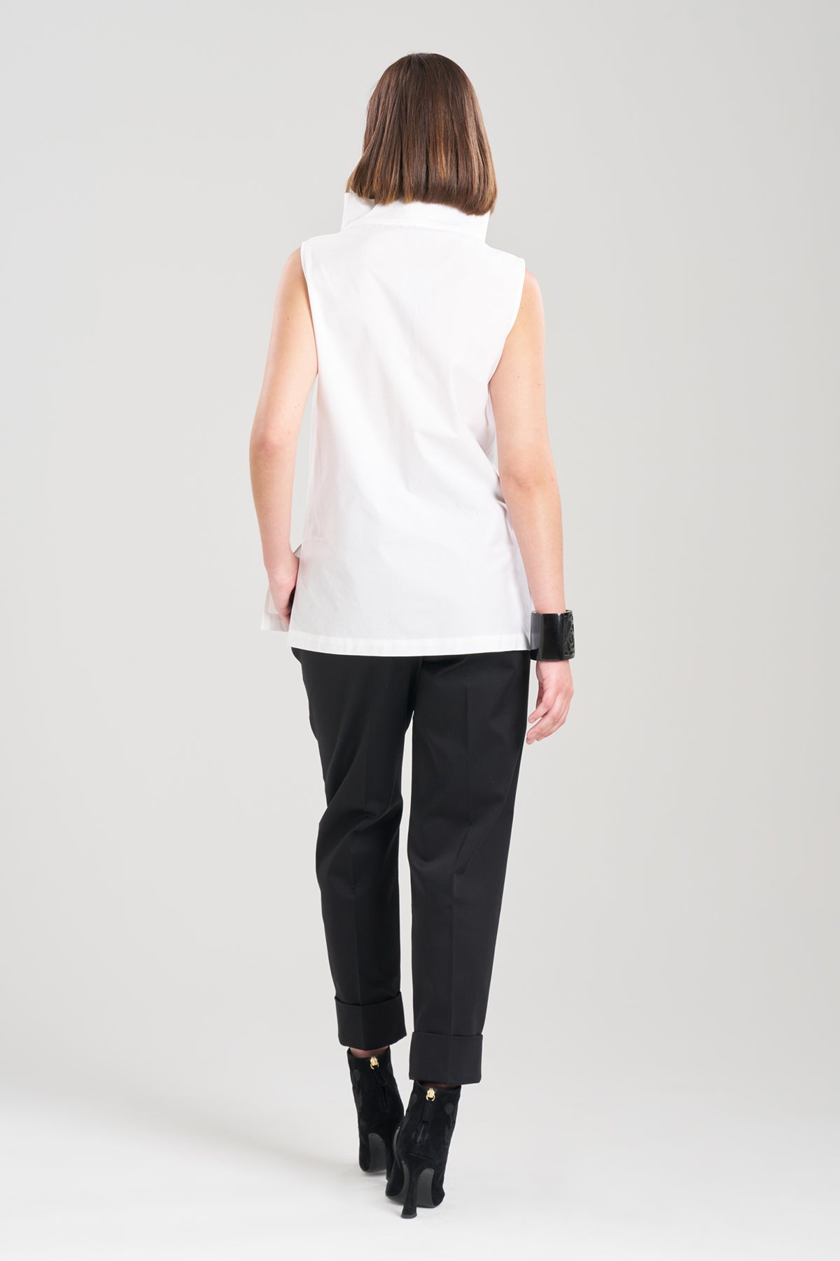 Natori Cotton Poplin Funnel Neck Top