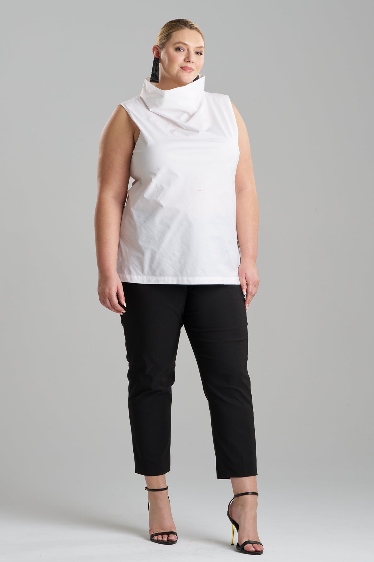 Natori Cotton Poplin Funnel Neck Top
