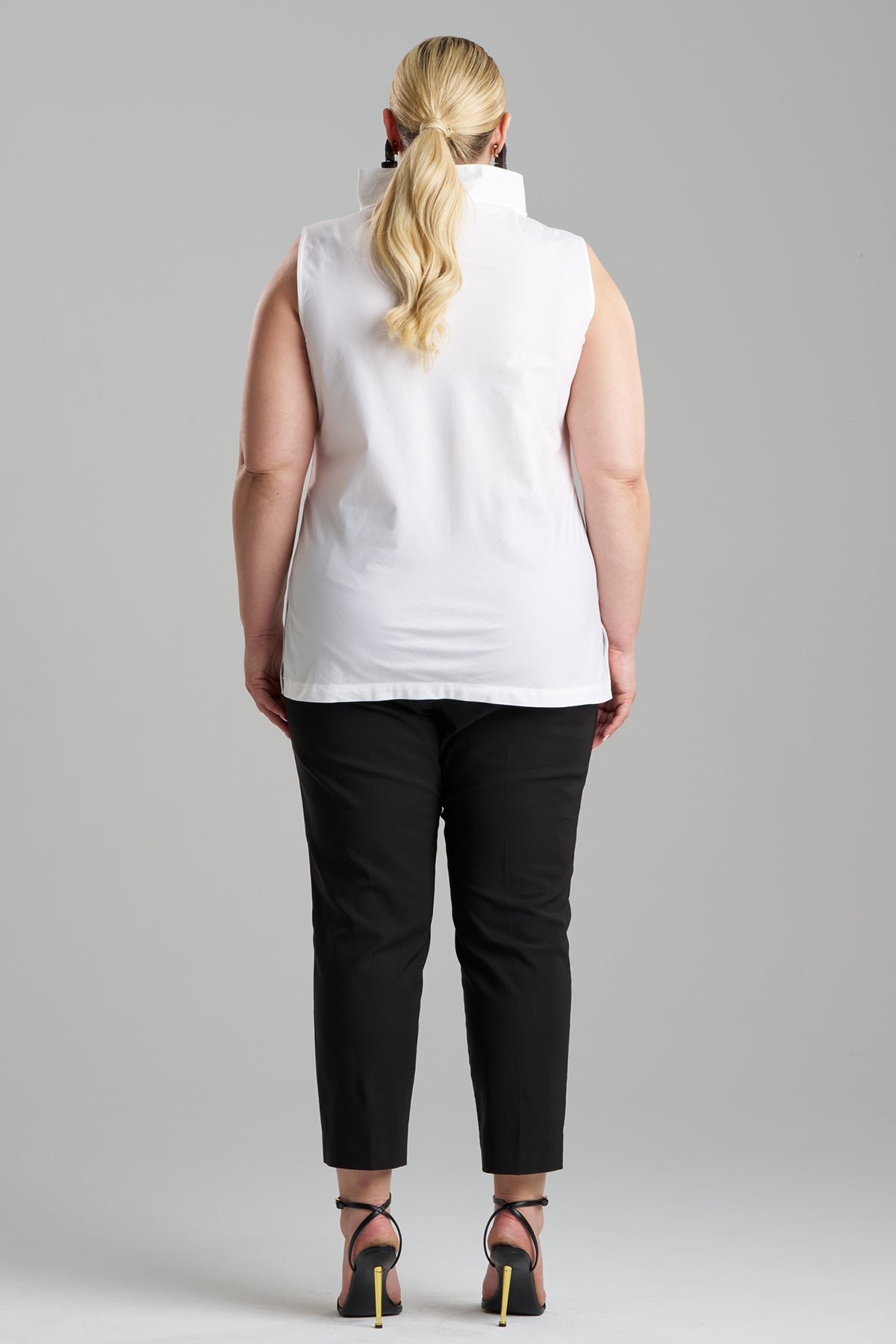 Natori Cotton Poplin Funnel Neck Top