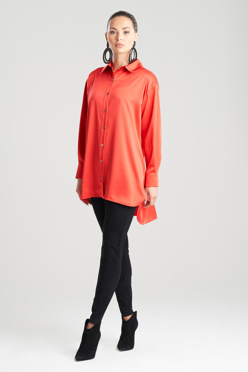 Natori Buy Luxe Charmeuse Shirt in Red Online