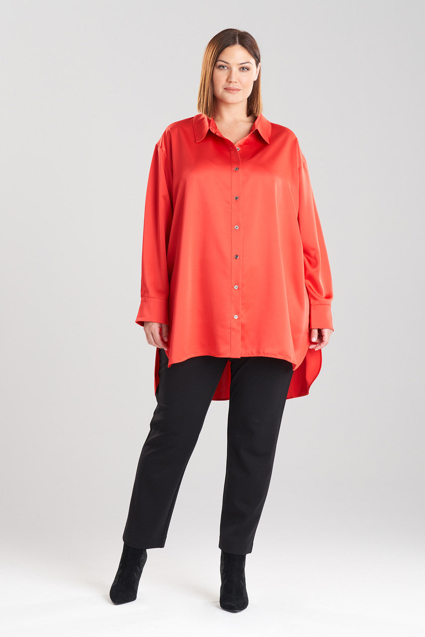 Natori Buy Luxe Charmeuse Shirt in Red Online