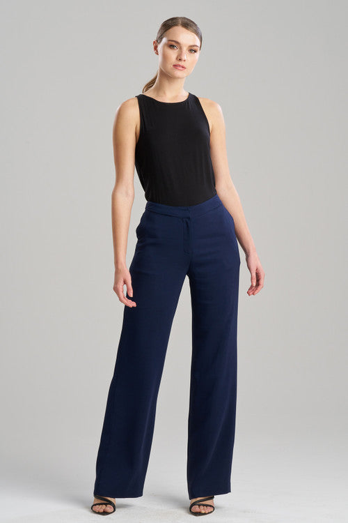 Natori Buy Stretch Crepe Straight Leg Pants in Midnight Navy Online