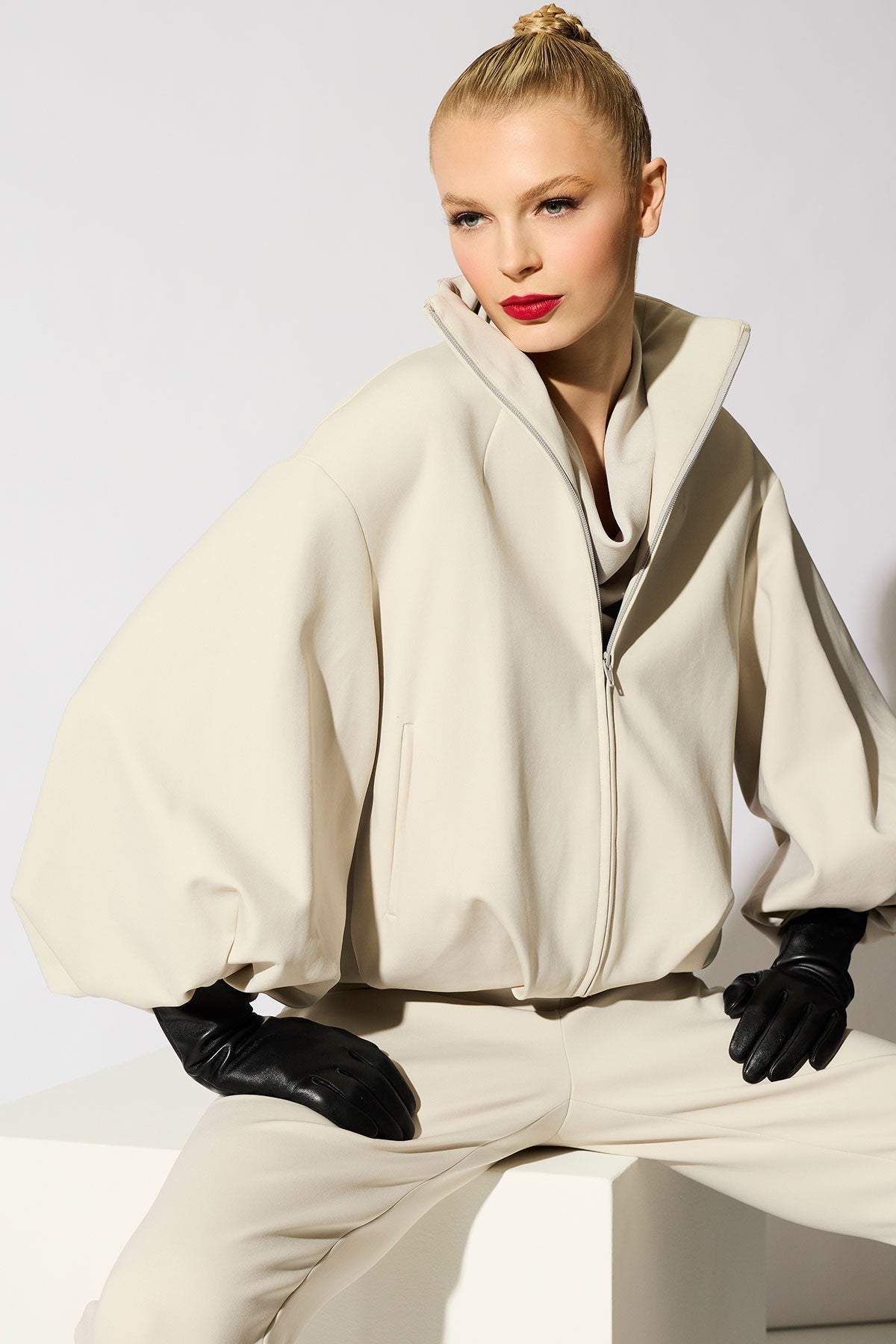 Natori Techno Crepe Bomber Jacket