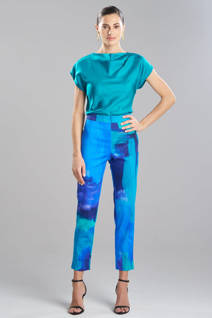 Natori Brushstroke Cotton Chino Side Zip Pants