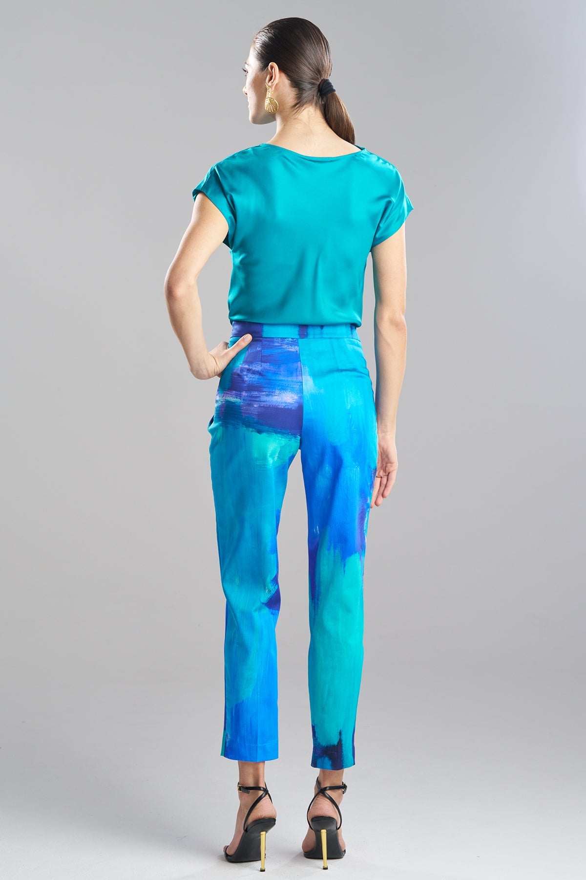 Natori Brushstroke Cotton Chino Side Zip Pants
