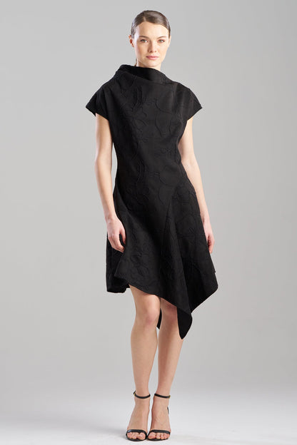 Natori Embroidered Faux Suede Asymmetric Dress