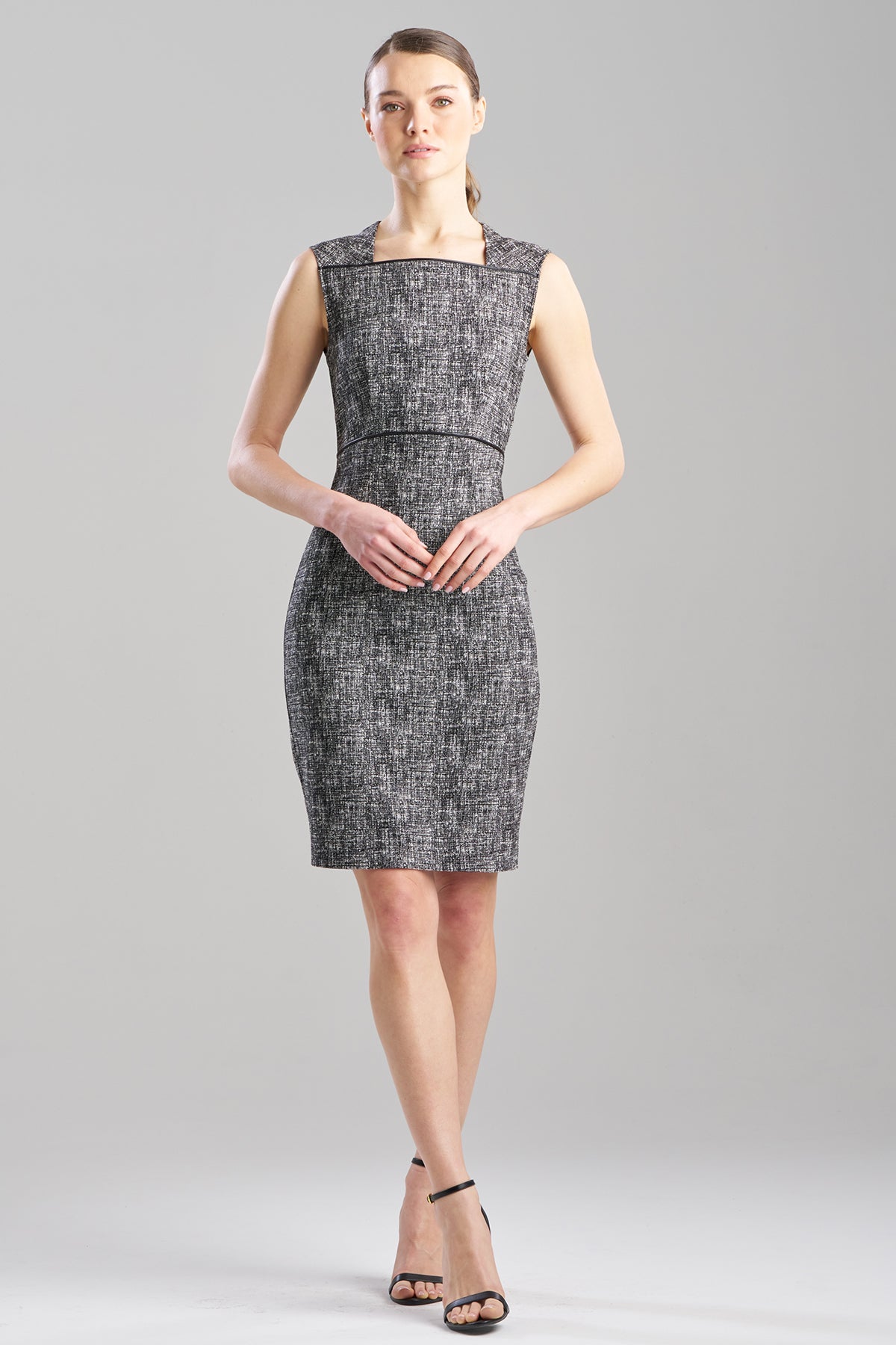 Natori Double Weave Jacquard Square Neck Sheath Dress