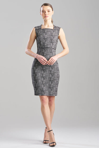 Natori Double Weave Jacquard Square Neck Sheath Dress