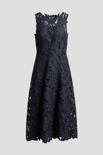 Natori Peony Floral Lace Asymmetric Seam Dress