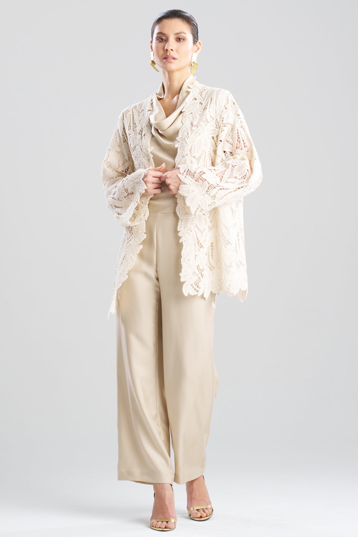 Natori Crochet Lace Cotton Jacket