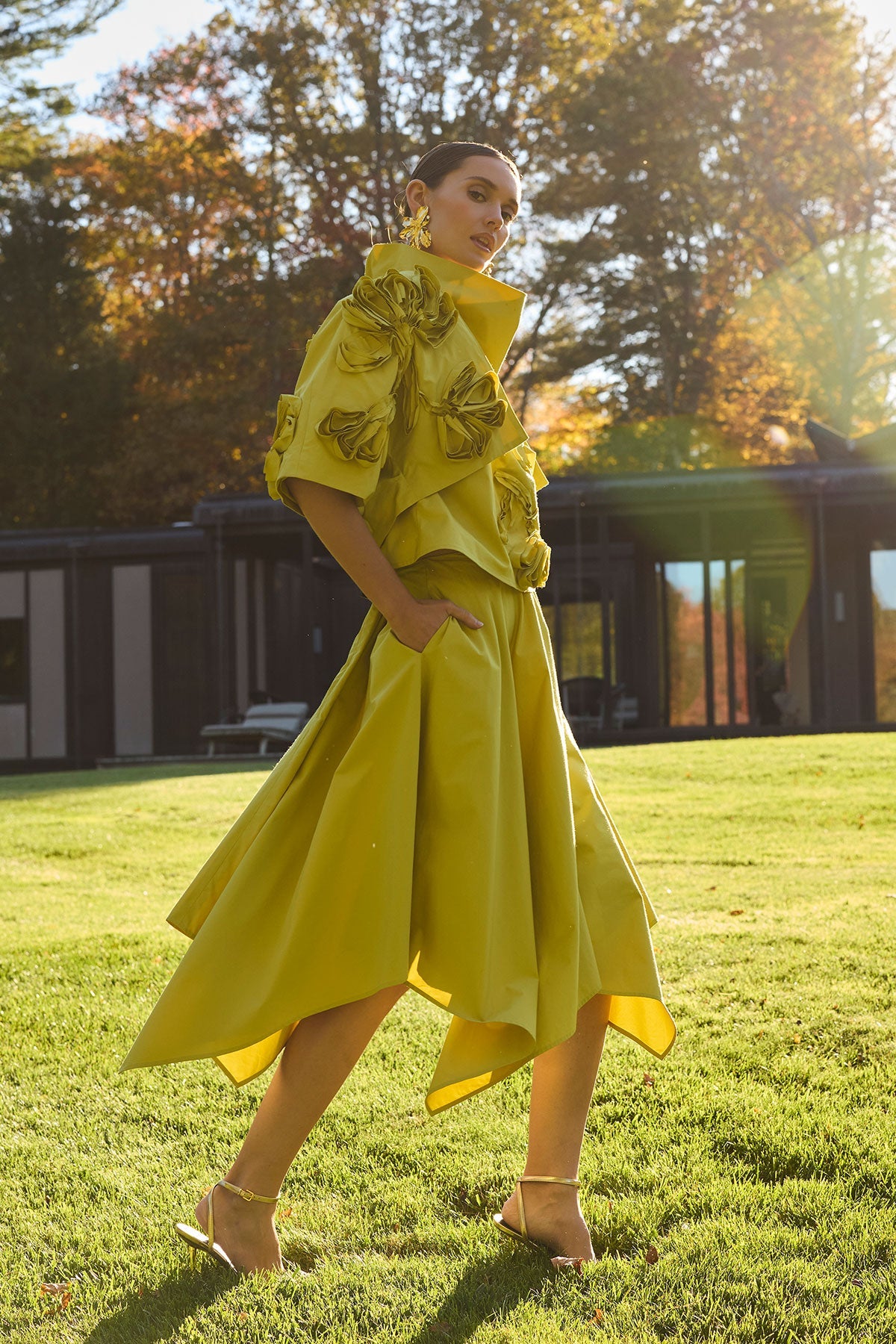 Natori Tech Cotton Taffeta Handkerchief Hem Skirt