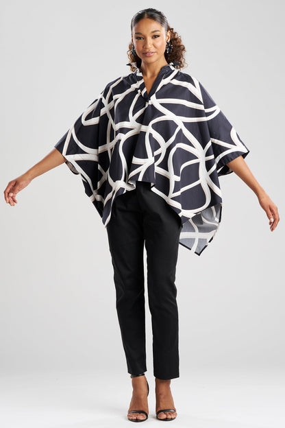 Natori Spiral Cotton Taffeta Oversized Caftan Top