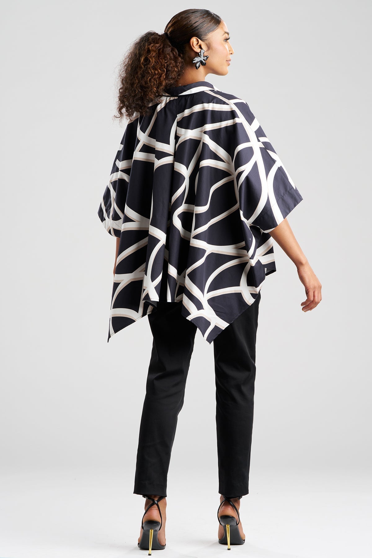 Natori Spiral Cotton Taffeta Oversized Caftan Top