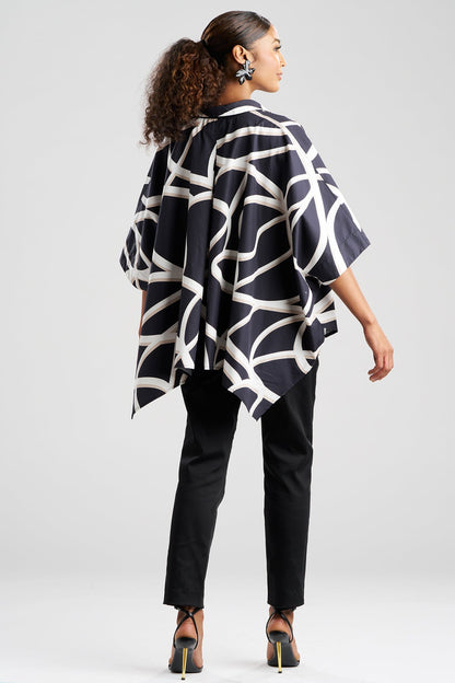 Natori Spiral Cotton Taffeta Oversized Caftan Top