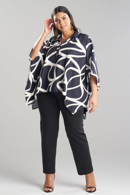 Natori Spiral Cotton Taffeta Oversized Caftan Top