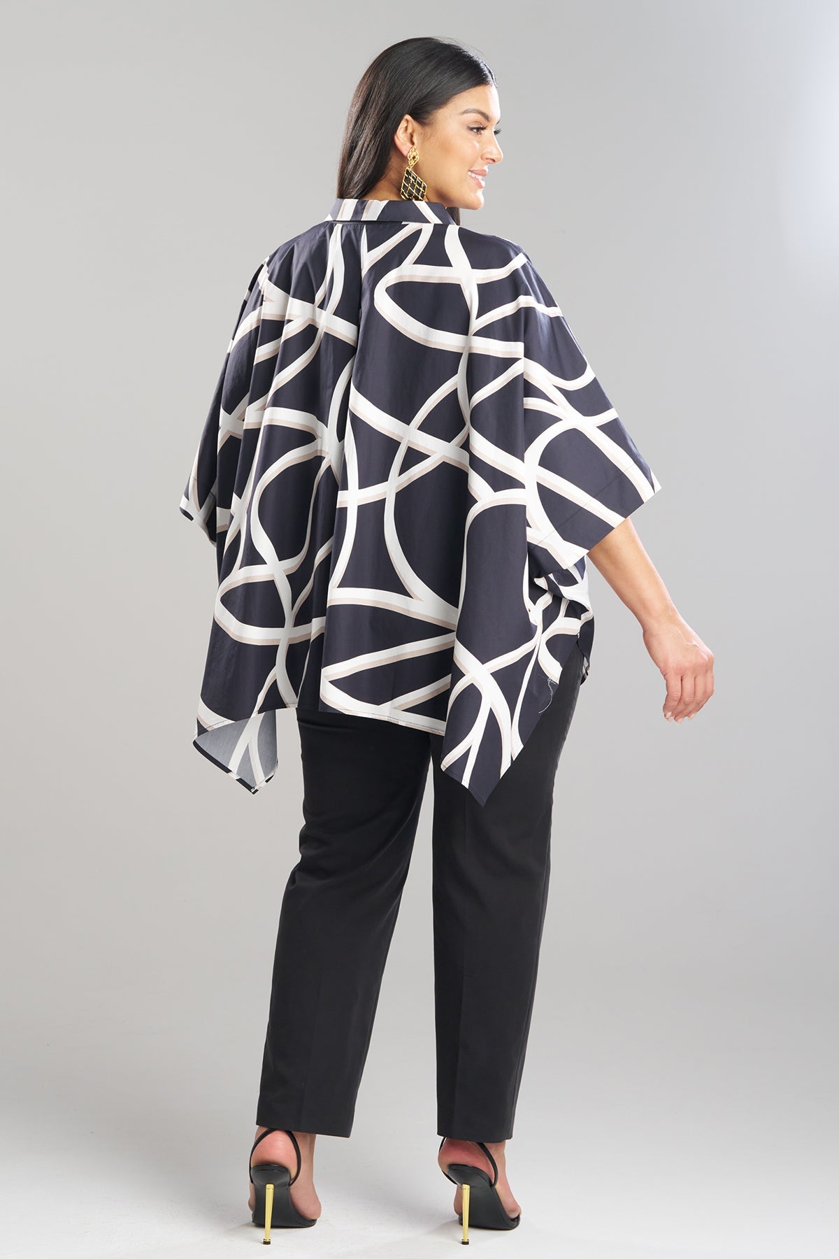 Natori Spiral Cotton Taffeta Oversized Caftan Top