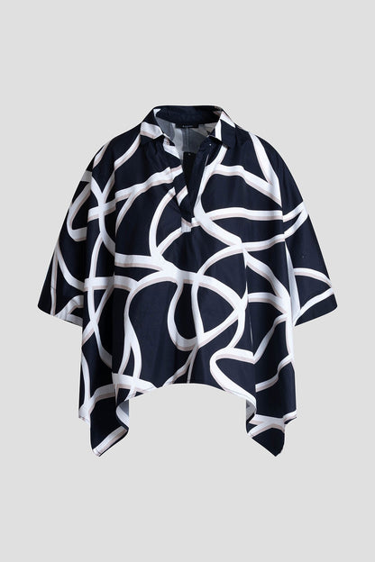 Natori Spiral Cotton Taffeta Oversized Caftan Top