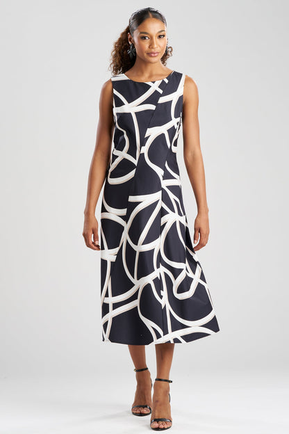Natori Spiral Cotton Taffeta Asymmetric Seam Dress
