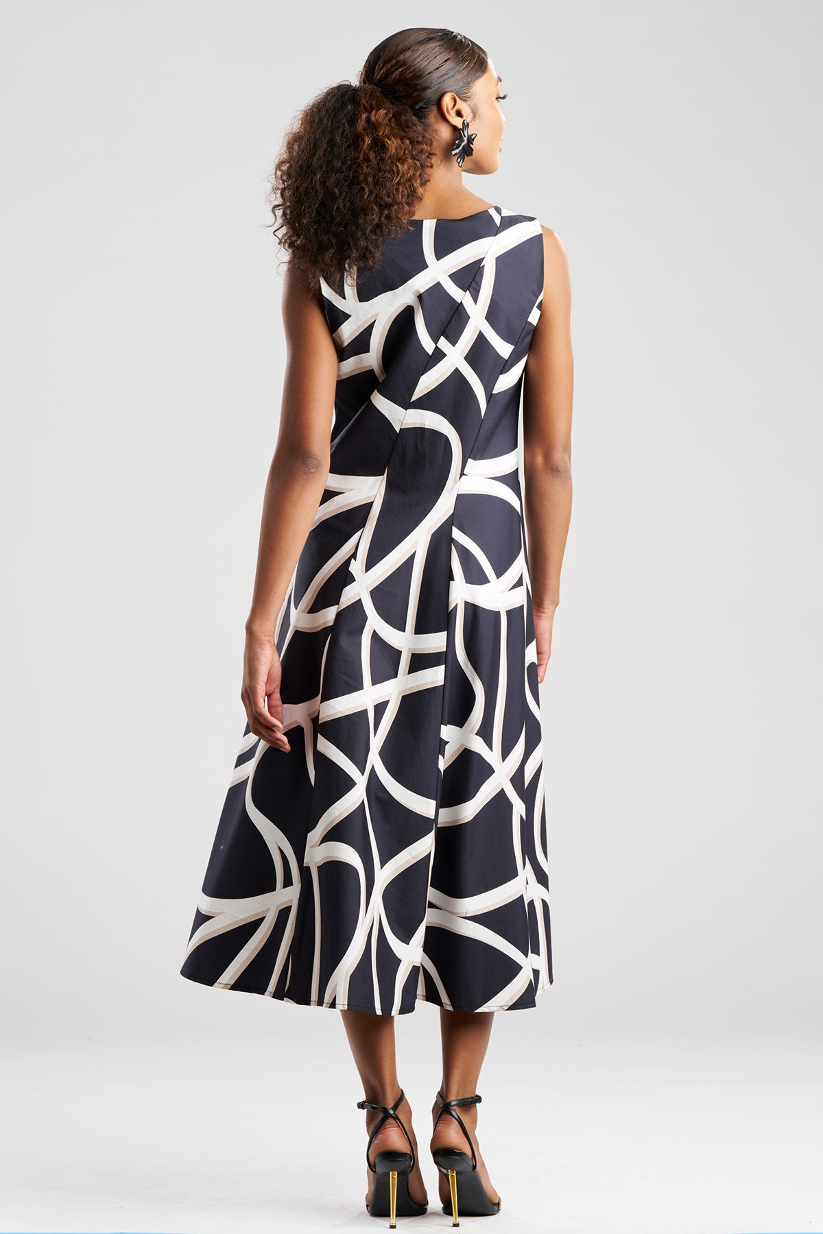 Natori Spiral Cotton Taffeta Asymmetric Seam Dress