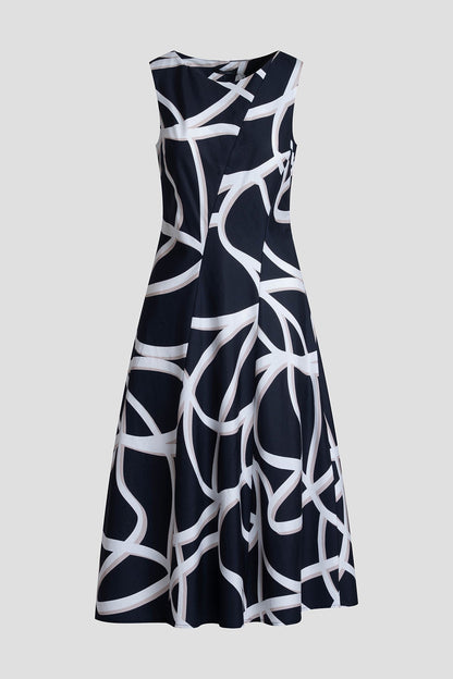 Natori Spiral Cotton Taffeta Asymmetric Seam Dress