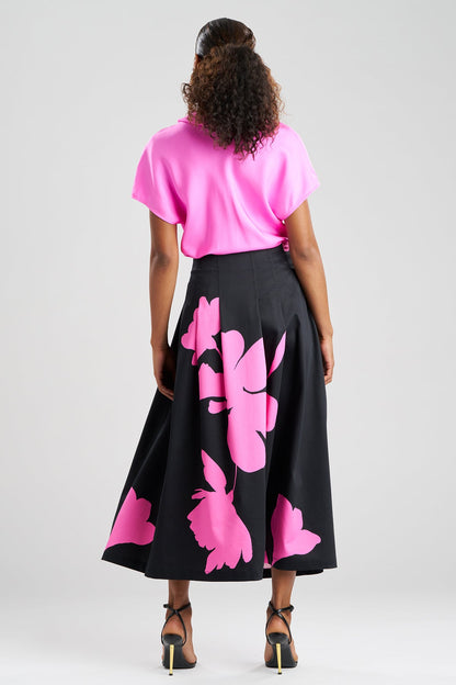 Natori Peony Cotton Chino Pleated Skirt