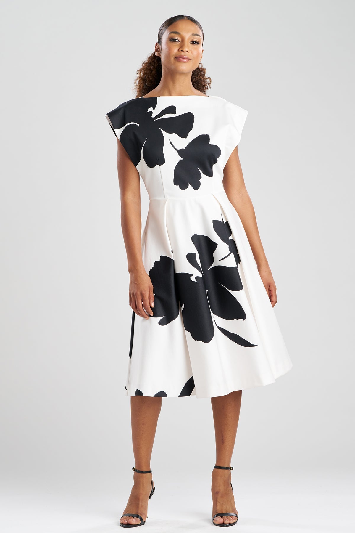 Natori Peony Cotton Chino Fit & Flare Dress