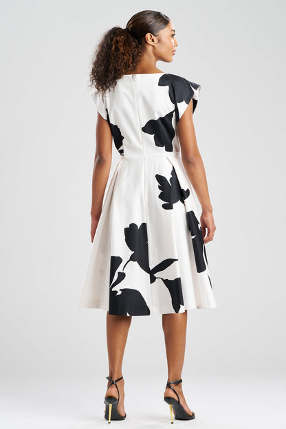 Natori Peony Cotton Chino Fit & Flare Dress