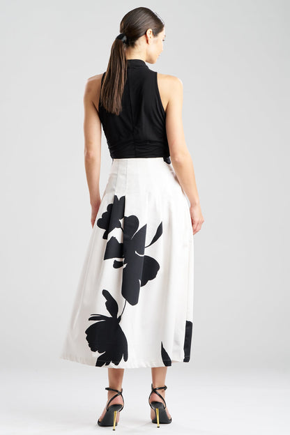 Natori Peony Cotton Chino Pleated Skirt