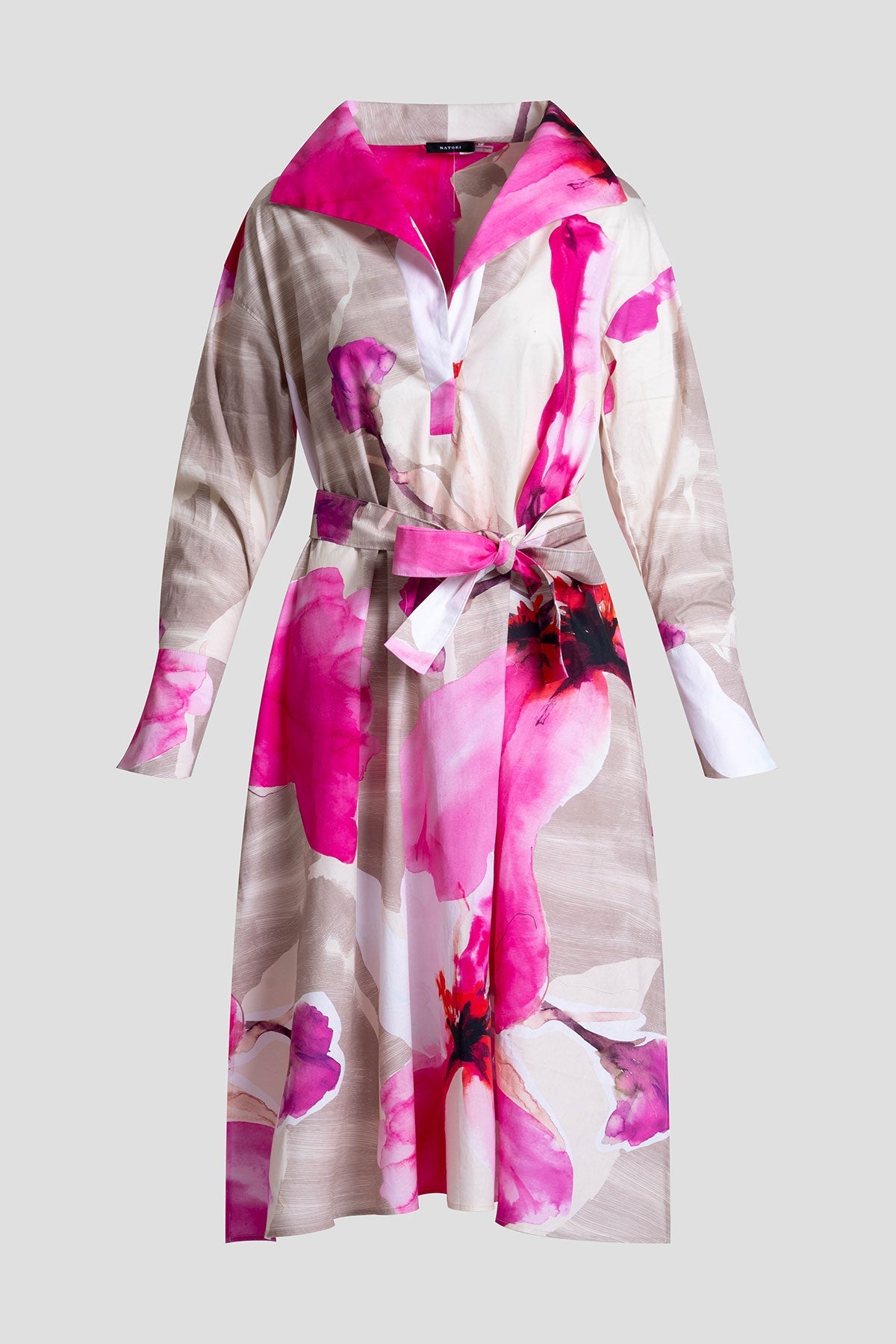 Natori Orchid Cotton Poplin Oversized Pull Over Shirtdress