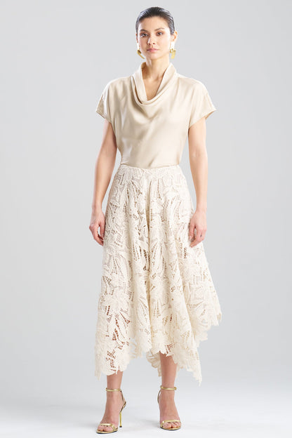 Natori Crochet Lace Cotton Handkerchief Hem Skirt