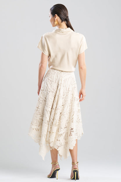 Natori Crochet Lace Cotton Handkerchief Hem Skirt