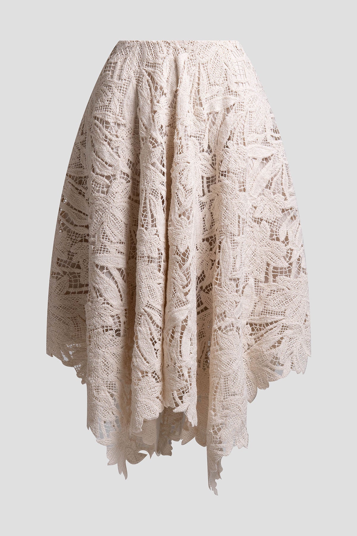 Natori Crochet Lace Cotton Handkerchief Hem Skirt