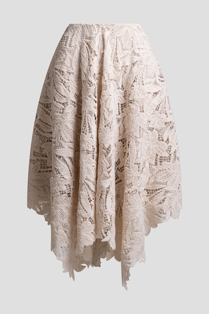 Natori Crochet Lace Cotton Handkerchief Hem Skirt