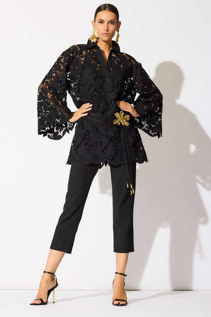 Natori Peony Floral Lace Pull Over Tunic