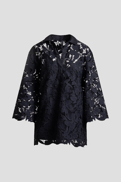 Natori Peony Floral Lace Pull Over Tunic