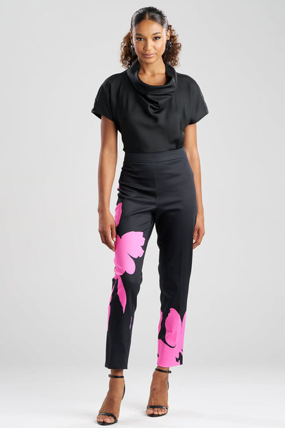 Natori Peony Cotton Chino Side Zip Pants