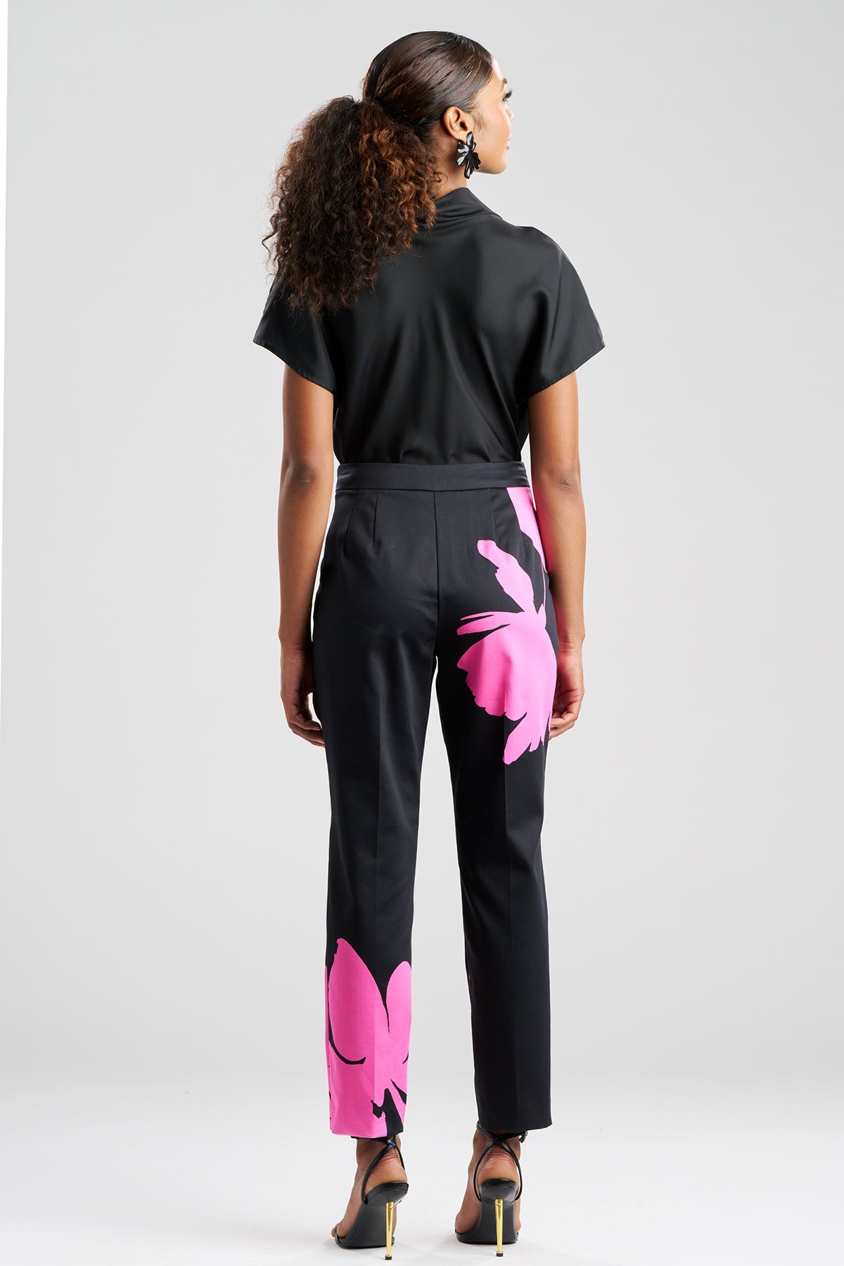 Natori Peony Cotton Chino Side Zip Pants