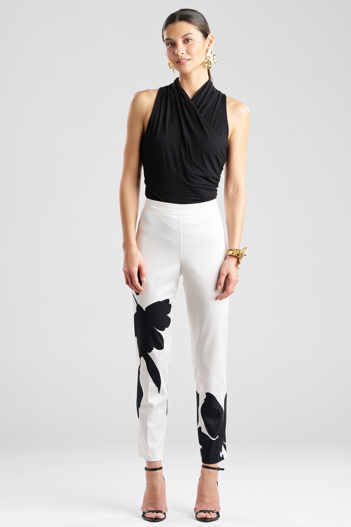 Natori Peony Cotton Chino Side Zip Pants