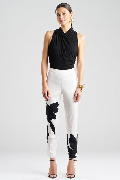 Natori Peony Cotton Chino Side Zip Pants