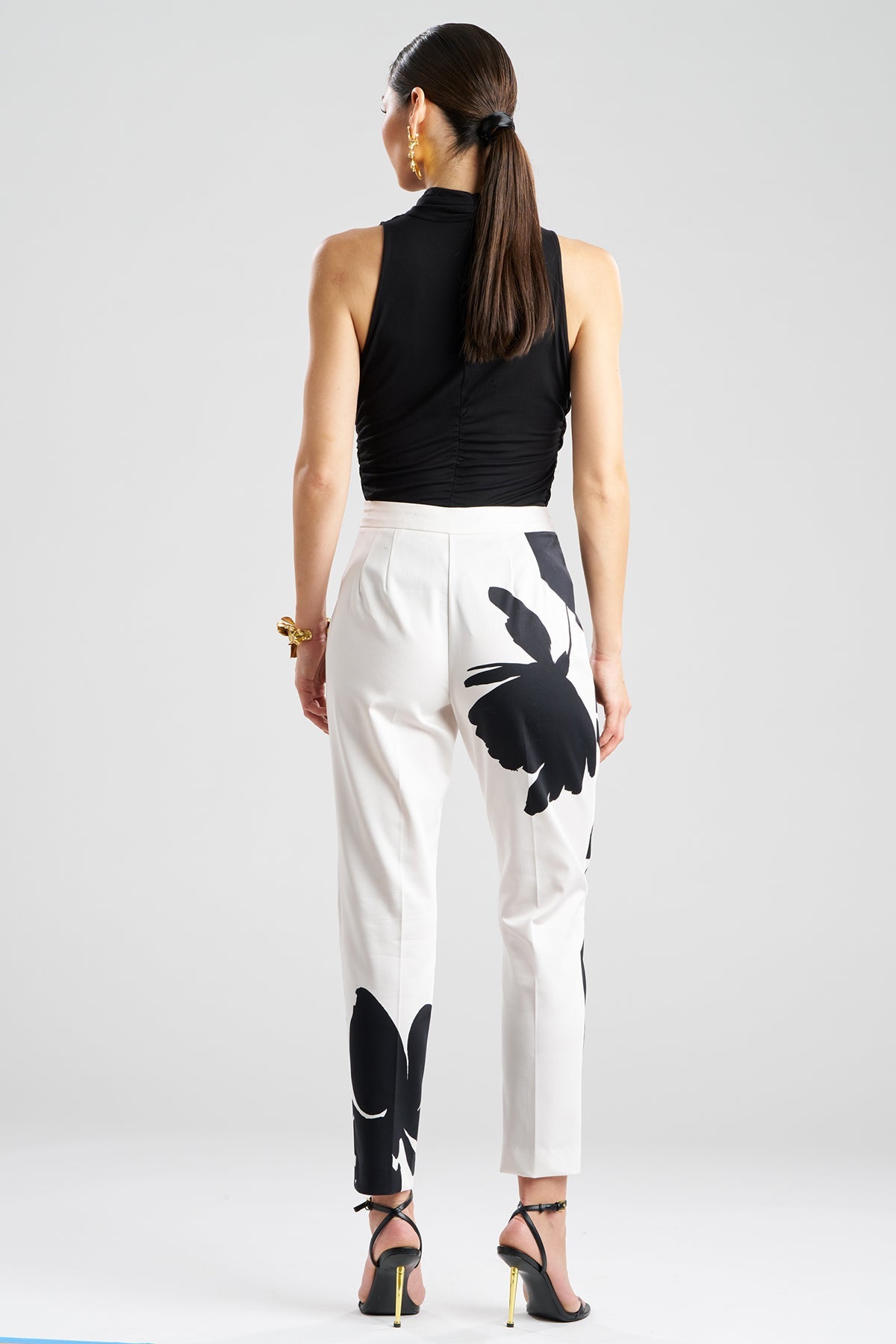Natori Peony Cotton Chino Side Zip Pants