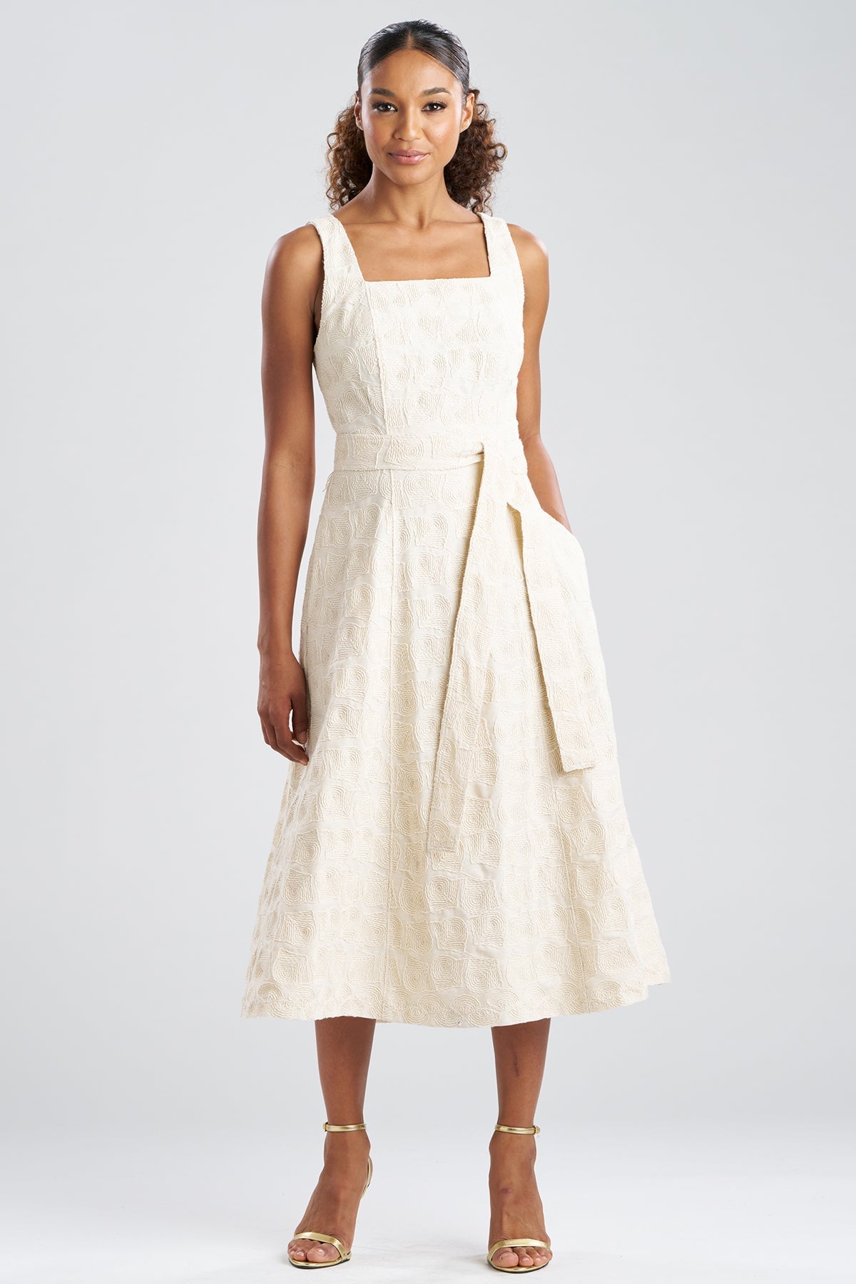 Natori Spiral Embroidery Square Tank Dress