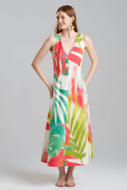 Natori Usami Cotton V-Neck Maxi Dress