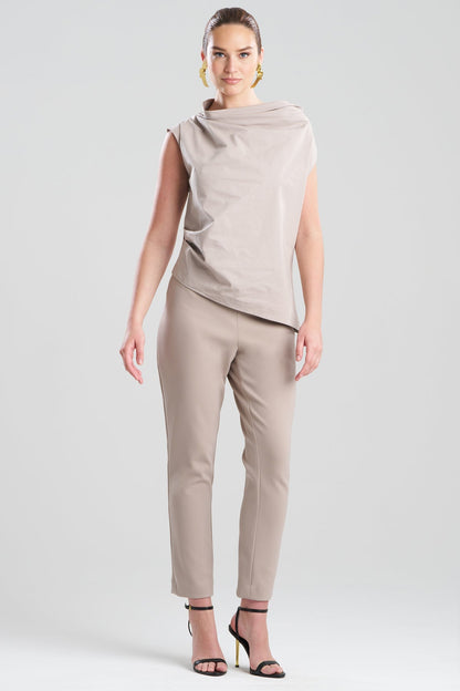 Natori Tech Cotton Taffeta Asymmetric Funnel Neck Top